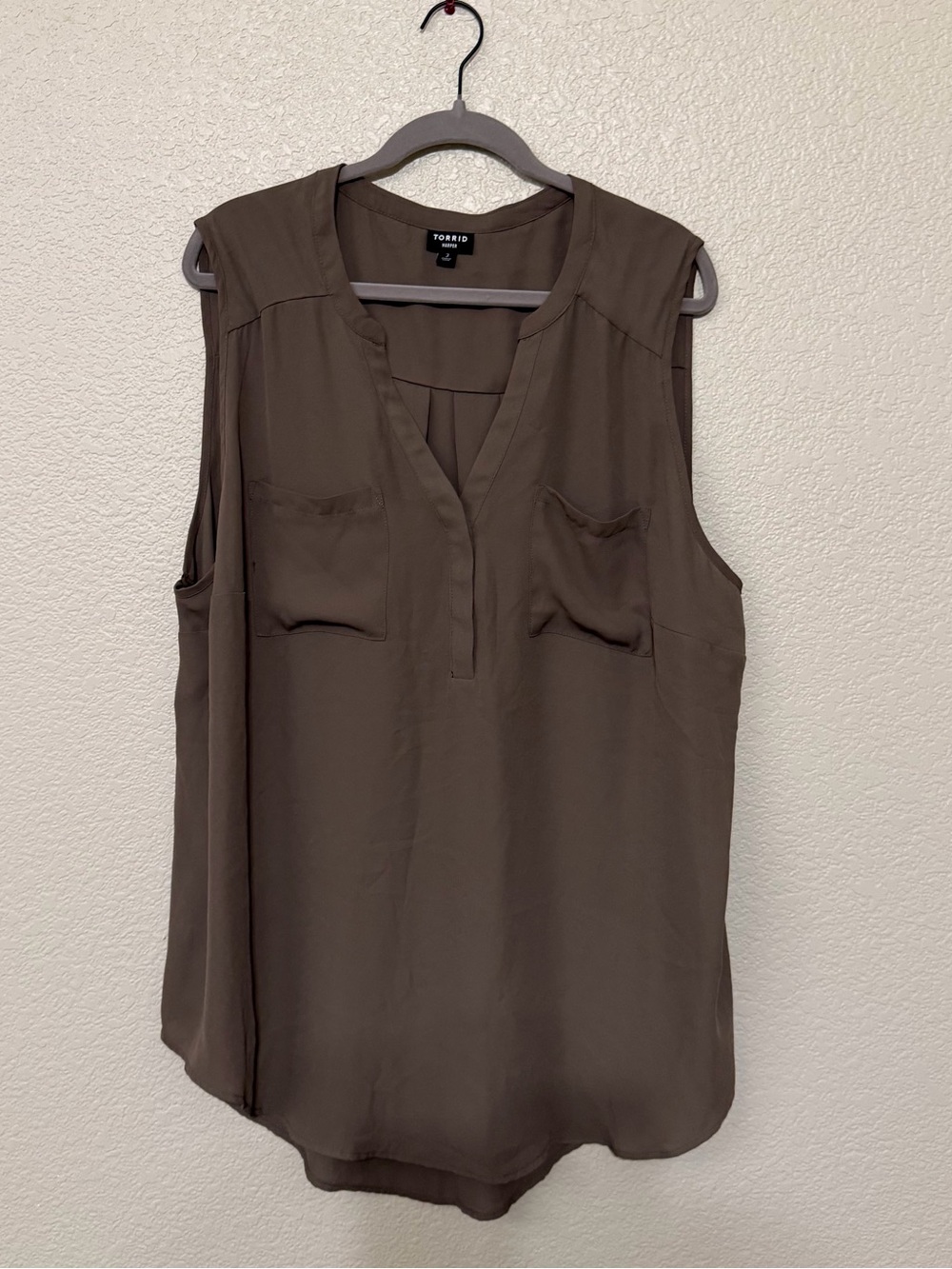 torrid Olive Brown Sleeveless V-Neck Shell Top